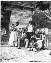 Several generations of a family are pictured on Smith’s Plantation, South Carolina, ca. 1862. (Library of Congress)