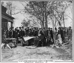 Group of the Construction Corps U.S. Military Railroads with working tools, etc., Chattanooga, Tennessee
