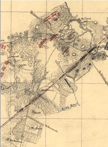 Sketch of the battle of Bristoe, Wednesday, Oct. 14, 1863 / by Jed. Hotchkiss, Capt. & Top. Engr., 2nd Corps, A.N.Va. (Library of Congress)